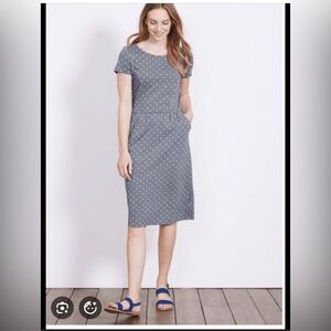 Boden Jersey Chambray Polka Dot Dress